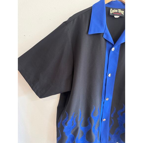 90’s Guy Fieri Vibes Blue Flame Casino Button Up XL - Picture 4 of 11